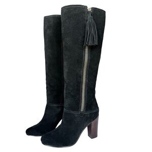 Coach Black Suede Leather Tall Knee High Boots with Tassel - Women’s Size 7.5